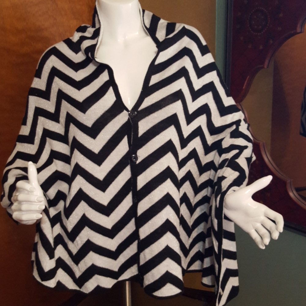 Geometric Silver Striped Cape - image 1